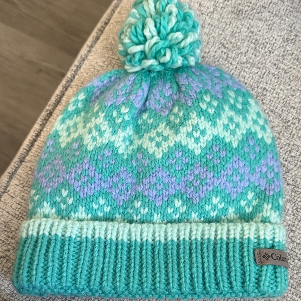Columbia Kids' Teal and Purple Knit Hat
